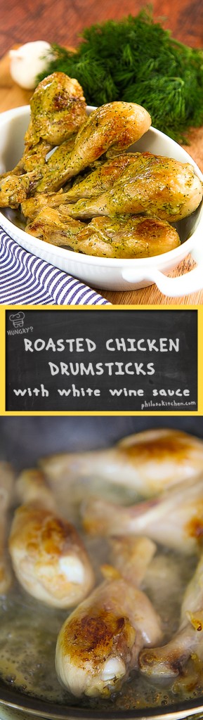 chicken drumsticks with dill and white wine sauce